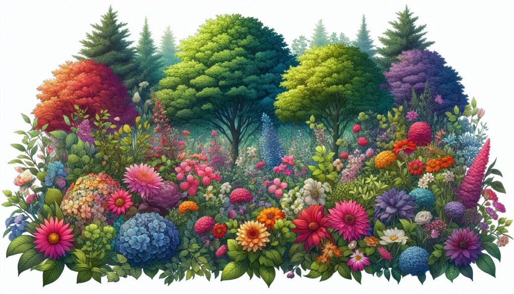 A vibrant banner filled with an array of colourful flowers