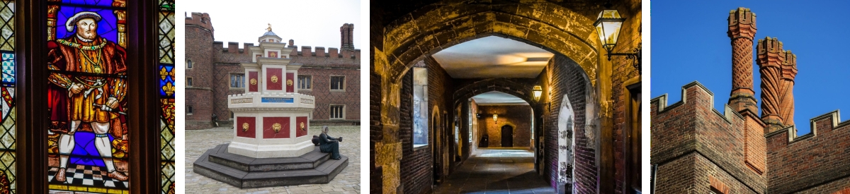 A montage of photos depicting Hampton Court Palace