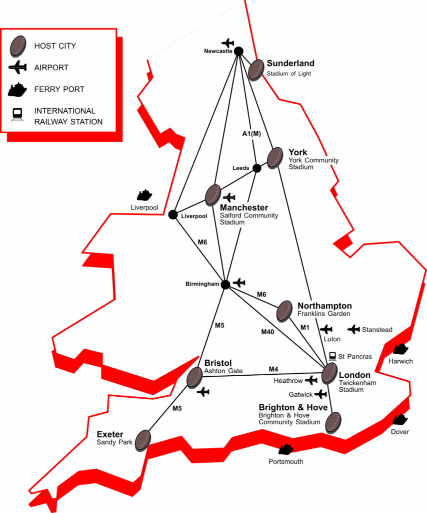 Women's Rugby World Cup 2025 Transport Map