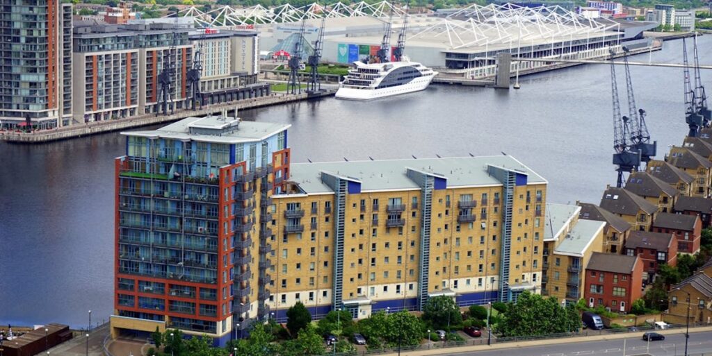 Birds eye view of Royal Victoria Dock London