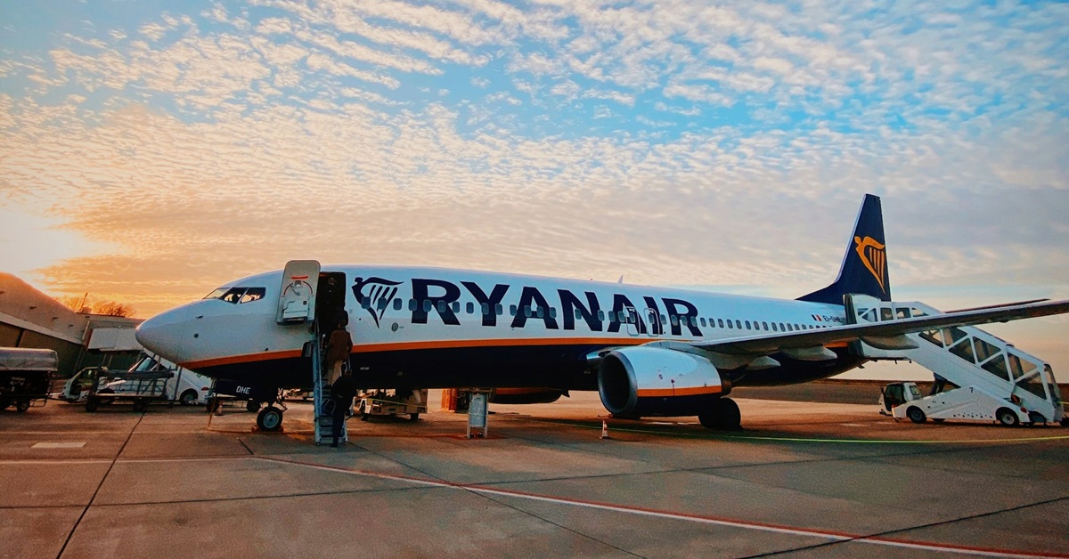 RyanAir aircraft parked at London Stanstead Airport