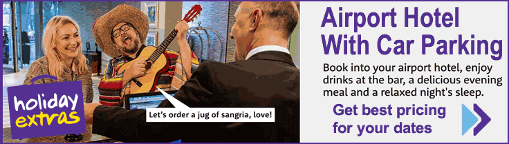 Holiday Extras hotel and parking banner