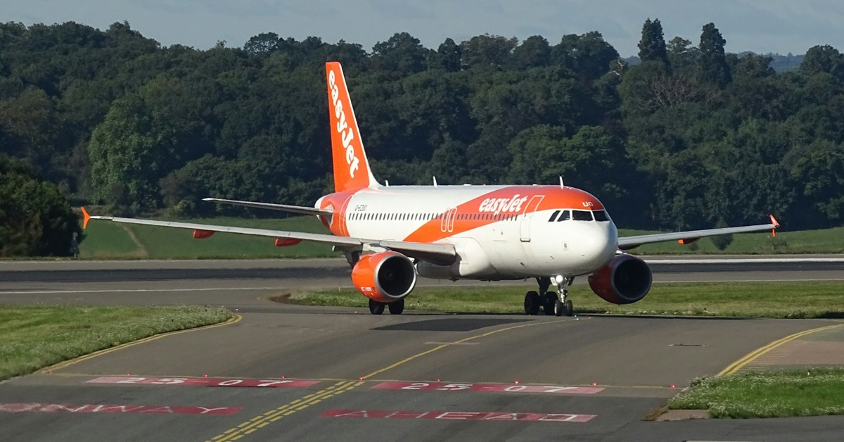 easyJet on runway at Luton Airport