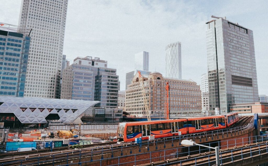 DLR Train running through London