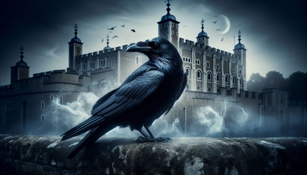 A black raven at the Tower of London