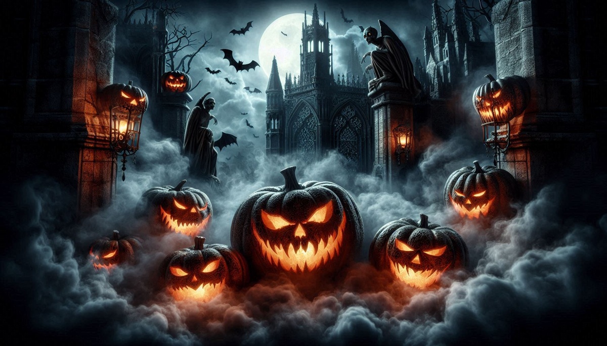 A haunting Halloween scene