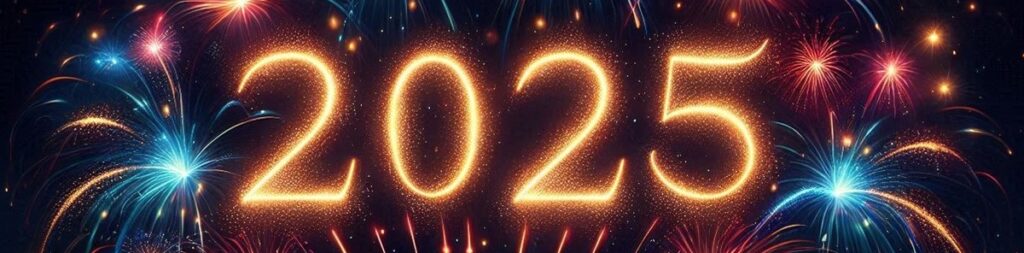 Graphic of fireworks for 2025