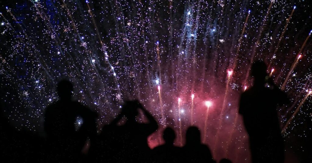 Group of people celebrating bonfire night