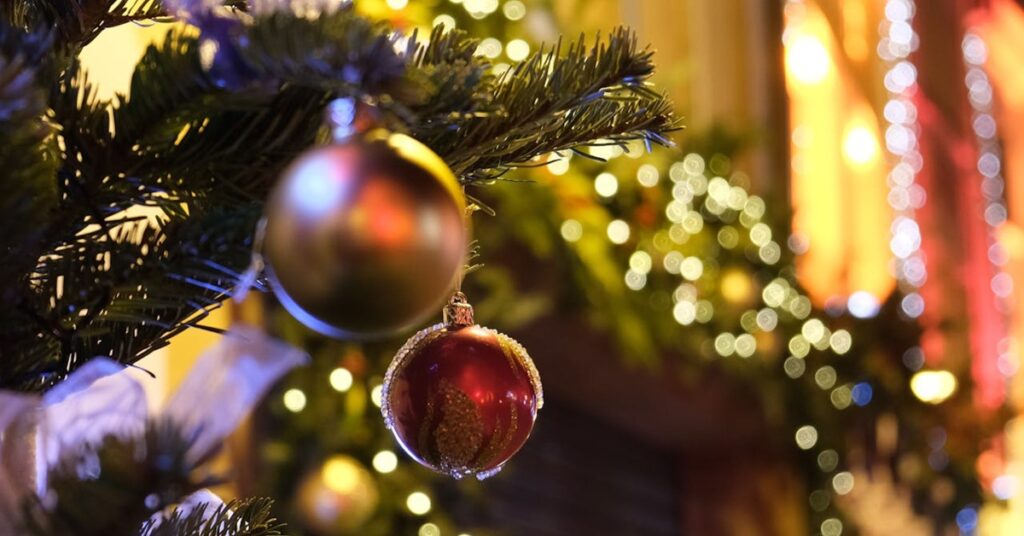Close-up of Christmas baubles