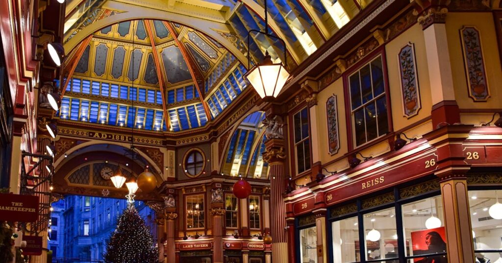 Leadenhall Market with Christmas tree