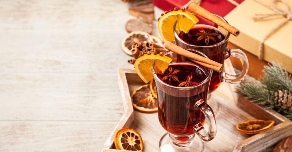 Glasses of Mulled wine for Christmas