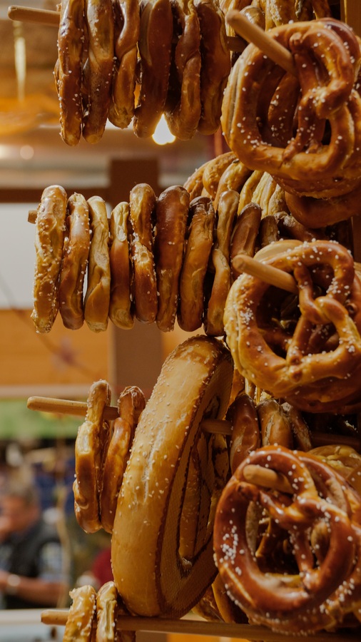 A Christmas display of pretzels