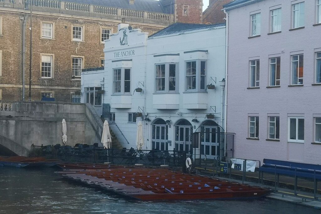 View of The Anchor pub alongside the River